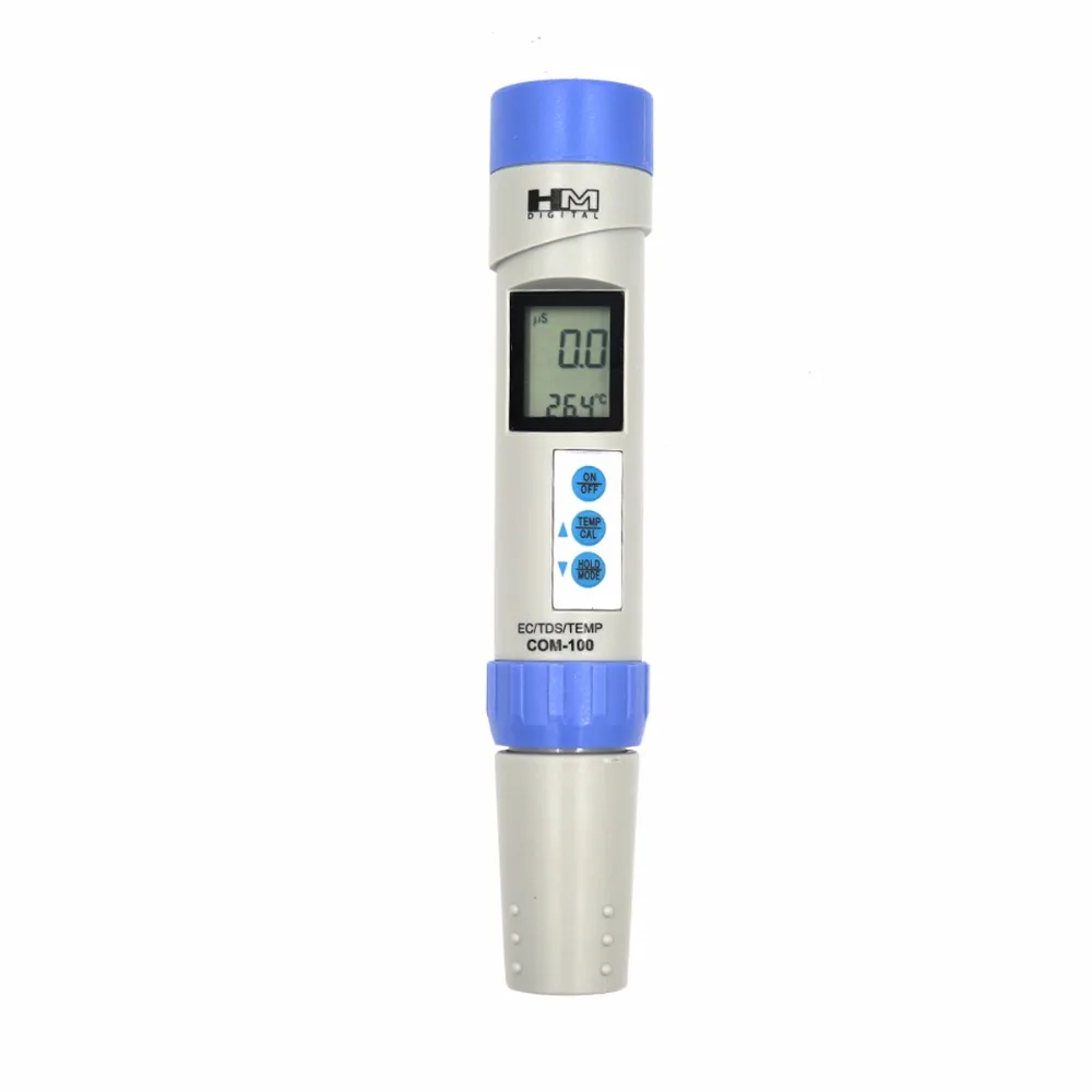 HM цифровой COM-100 EC TDS измеритель температуры водонепроницаемый с автоматической калибровкой и удержанием данных измерительный инструмент Скидка 40