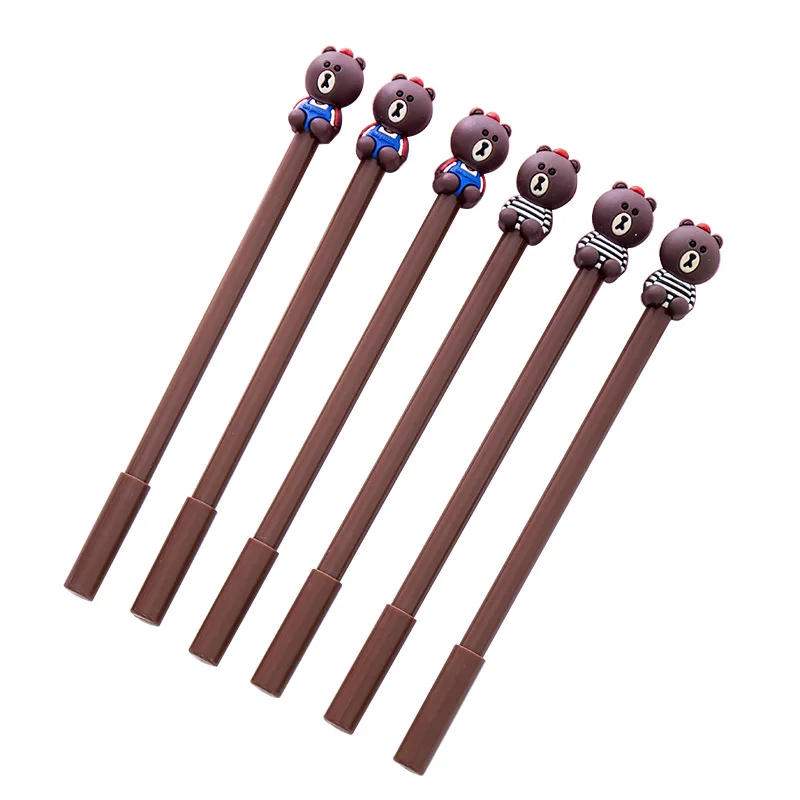 1 шт. Черная гелевая ручка с милым медведем креативная мультяшная черная