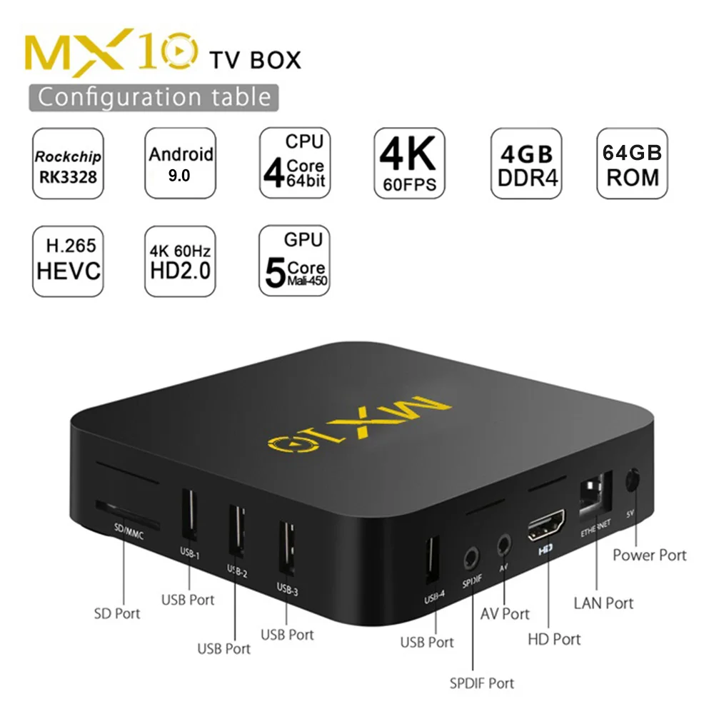 Docooler MX10 Smart tv Box RK3328 4K 5V 2.5A 4GB32GB Miracast wifi tv BOX Android 9,0 USB 3,0 смарт-приставка PK X96 X96 MINI