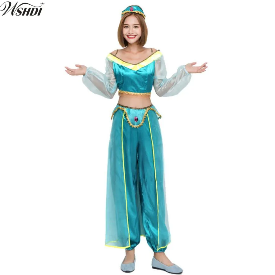 princess jasmine costume women adult Aladdin's Princess Jasmine cosplay halloween costumes for women Belly dance dress