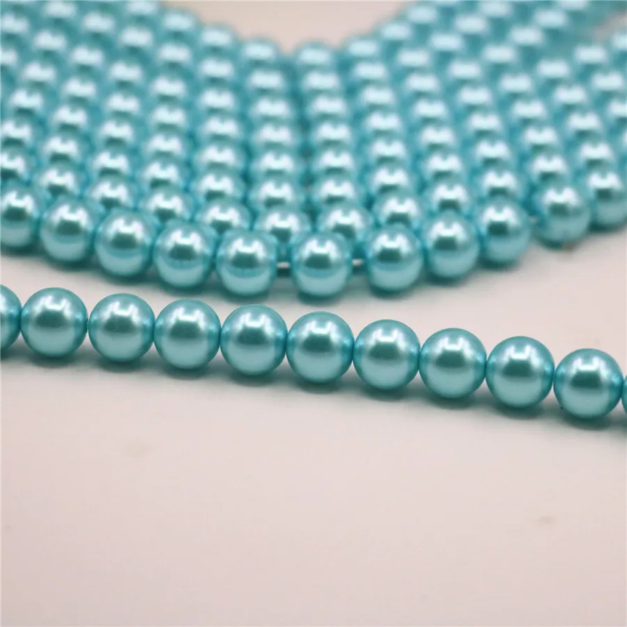 Модные жемчужные женские украшения небесно-синего цвета DIY ожерелье/браслет 4 мм 6