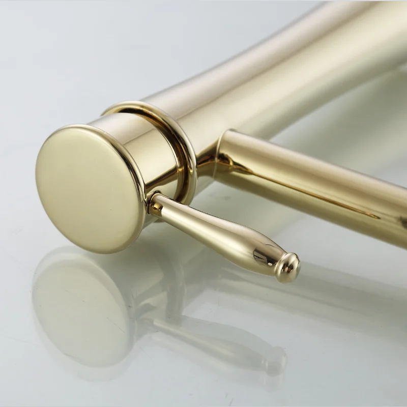 Винтажный антикварный медный латунный кран для умывальника с золотым покрытием