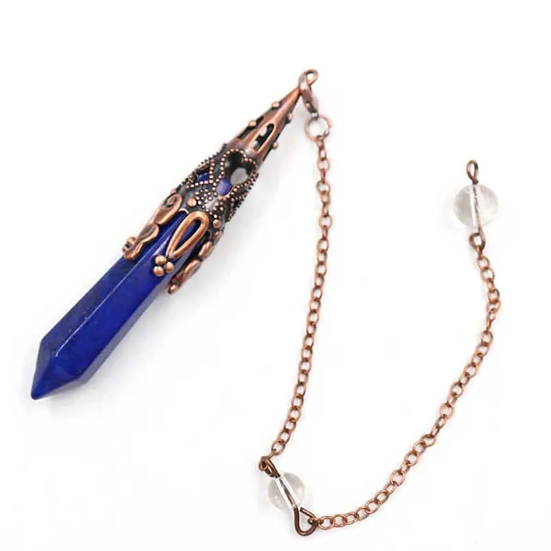 lapis lazuli Ретро натуральный камень маятники для dowsing Исцеление чакры в рейки кристаллы кварц опал маятник wicca divination амулет ювелирные изделия - Окраска металла: lapis lazuli