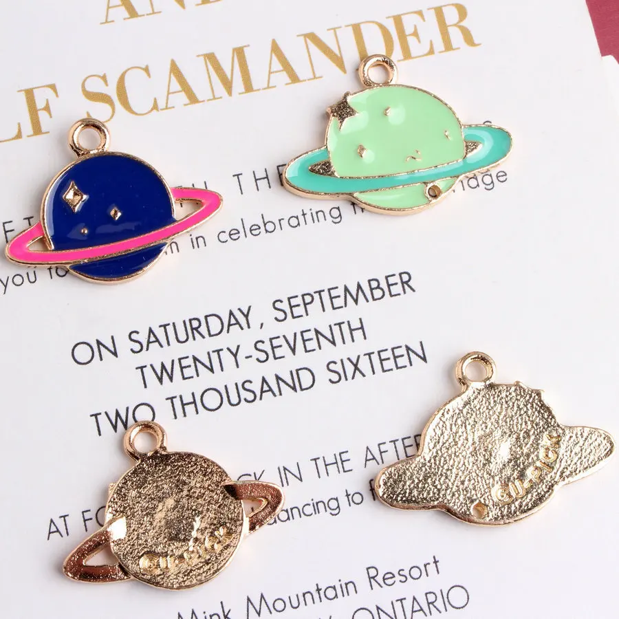 30 шт. очаровательные синие зеленые эмалевые подвески со спутником звездного неба