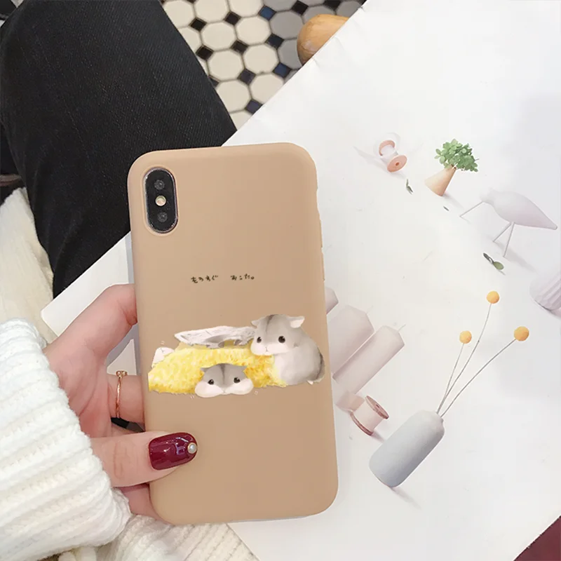 Милые Чехлы для хомяков мягкие чехлы из ТПУ iPhone 10 X XS XR Max 8 7 6 S Plus защитная задняя