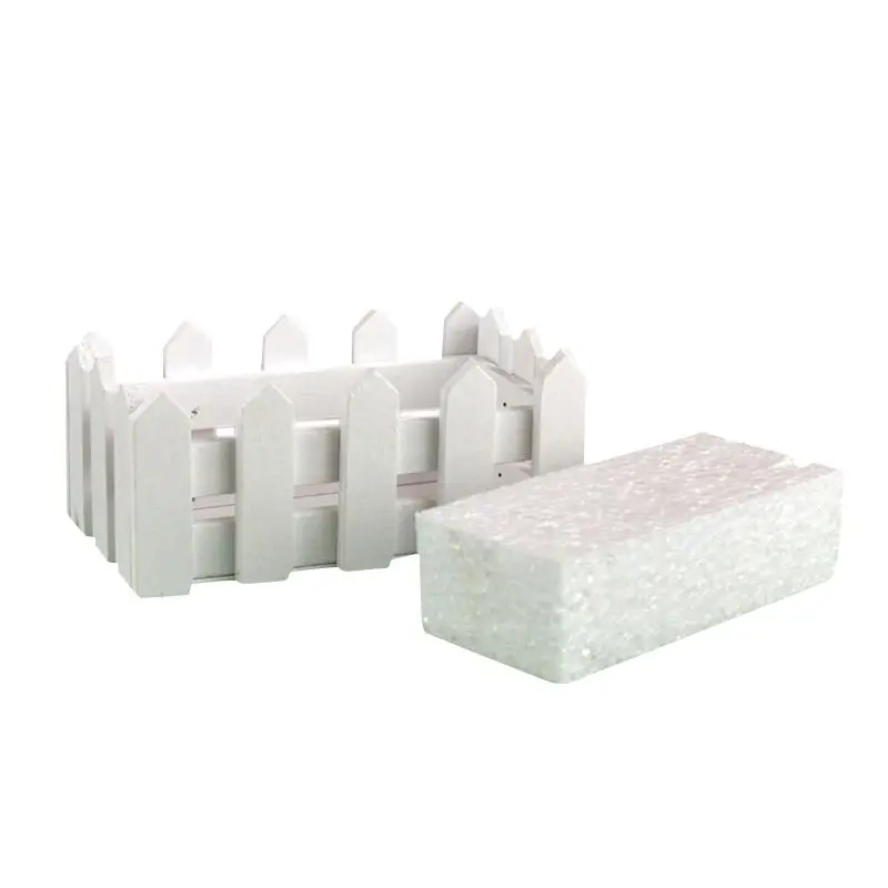 Декоративная ваза 16 см деревянный забор с пеной для искусственных цветов дома