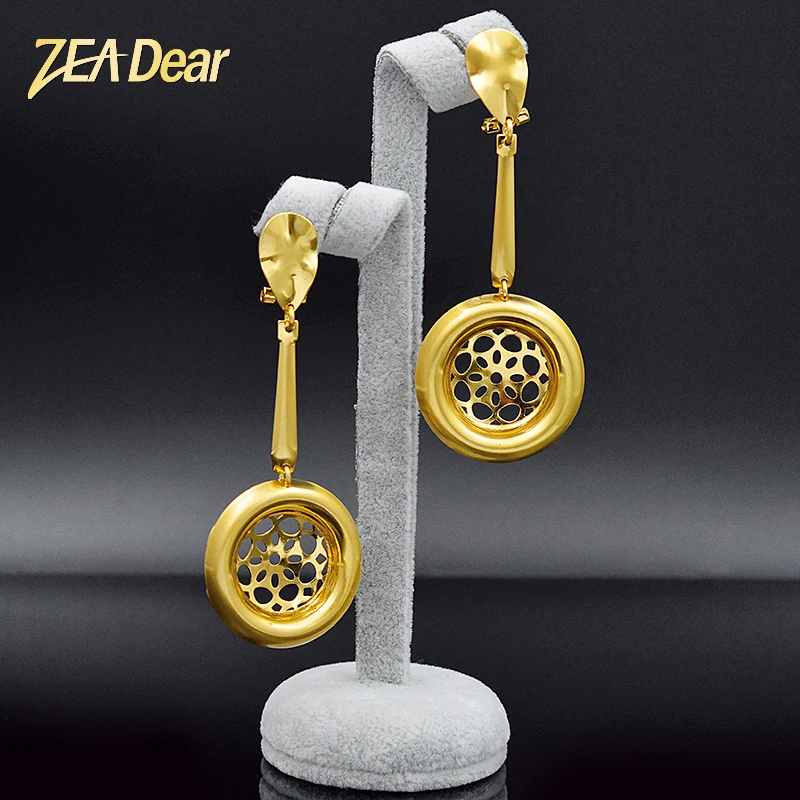 Фото Ювелирные изделия ZEA Dear Классические круглые серьги для женщин длинные висячие