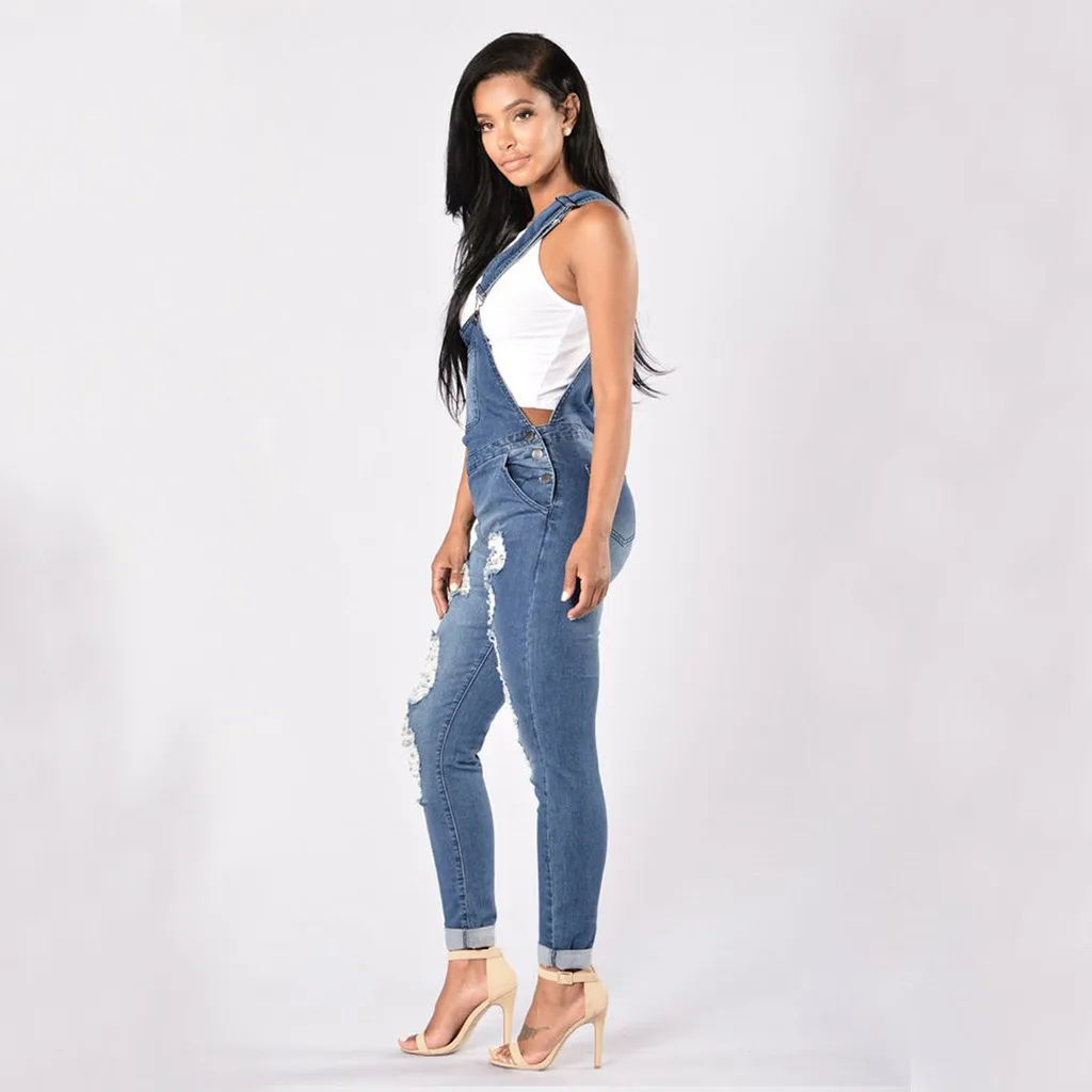 Женский джинсовый комбинезон на пуговицах длинные брюки с поясом для сада Летний