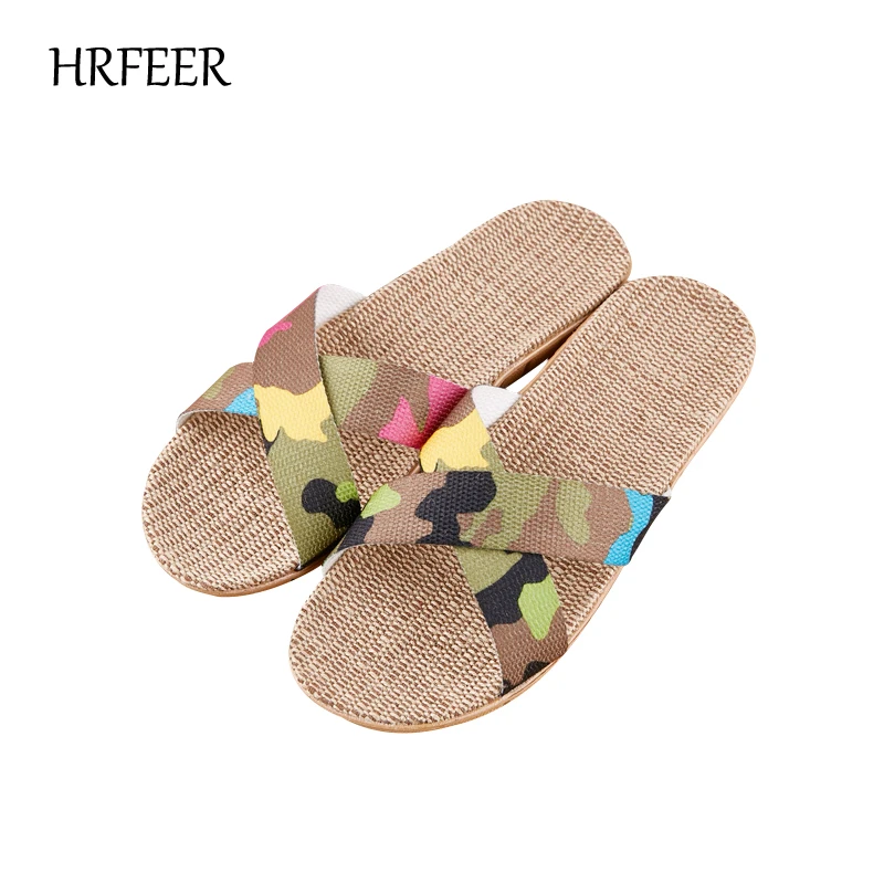 HRFEER/2018 модные льняные домашние тапочки Домашняя мужская обувь с поперечным