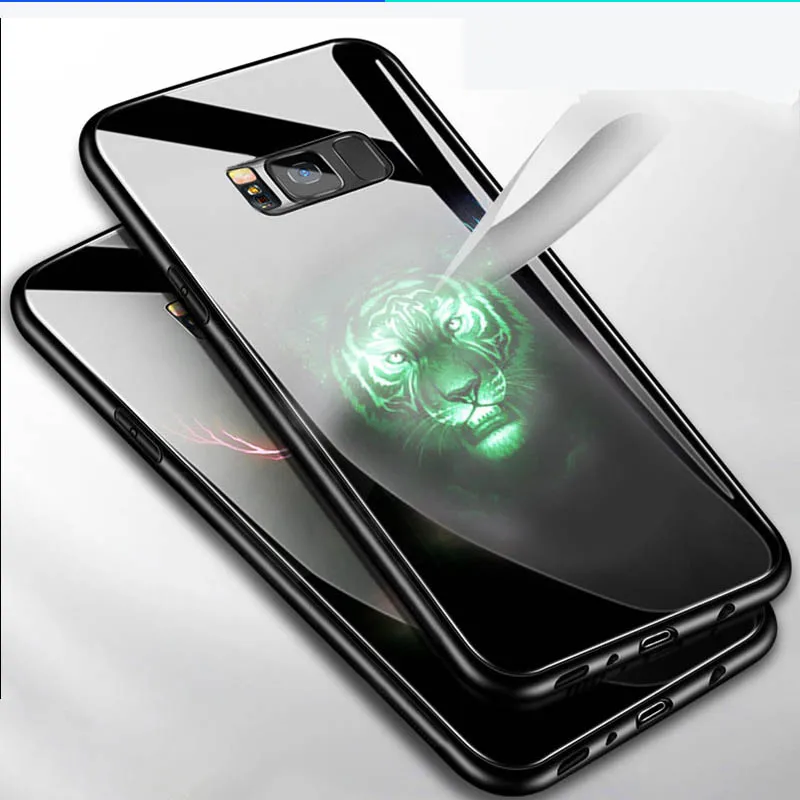 Светящиеся стеклянные Чехлы для Samsung Galaxy S9 plus Противоударная задняя крышка S8 Plus