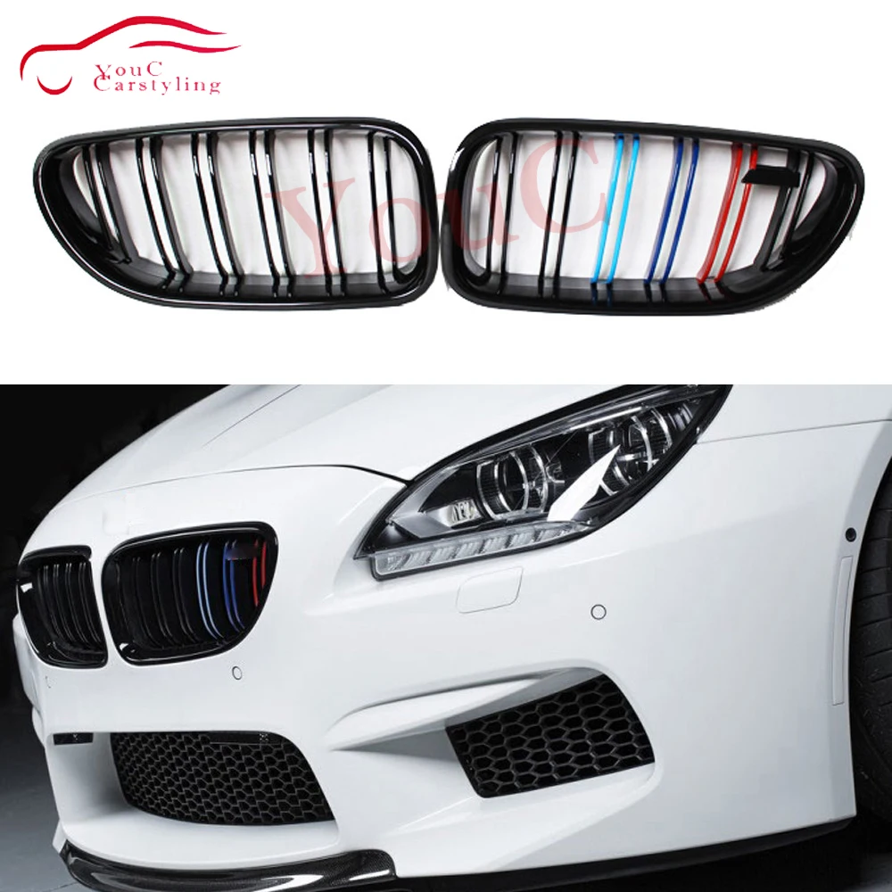 

F06 Front Bumper Dual Slat Grill Gloss M Color Kidney Grille for BMW 6 Series F06 F12 F13 2012 - 2018 Coupe Convertible