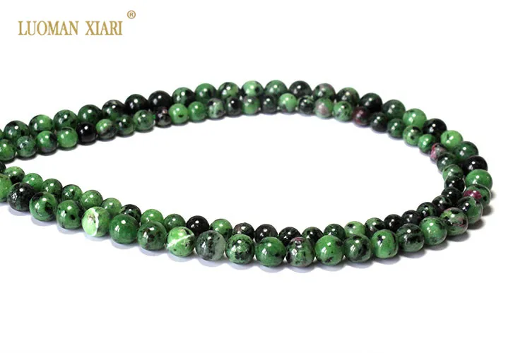 Натуральный Epidote Zoisite с рубином Бусины круглые каменные бусины для самостоятельного изготовления ювелирных изделий браслет ожерелье 6/8 мм нити 15''