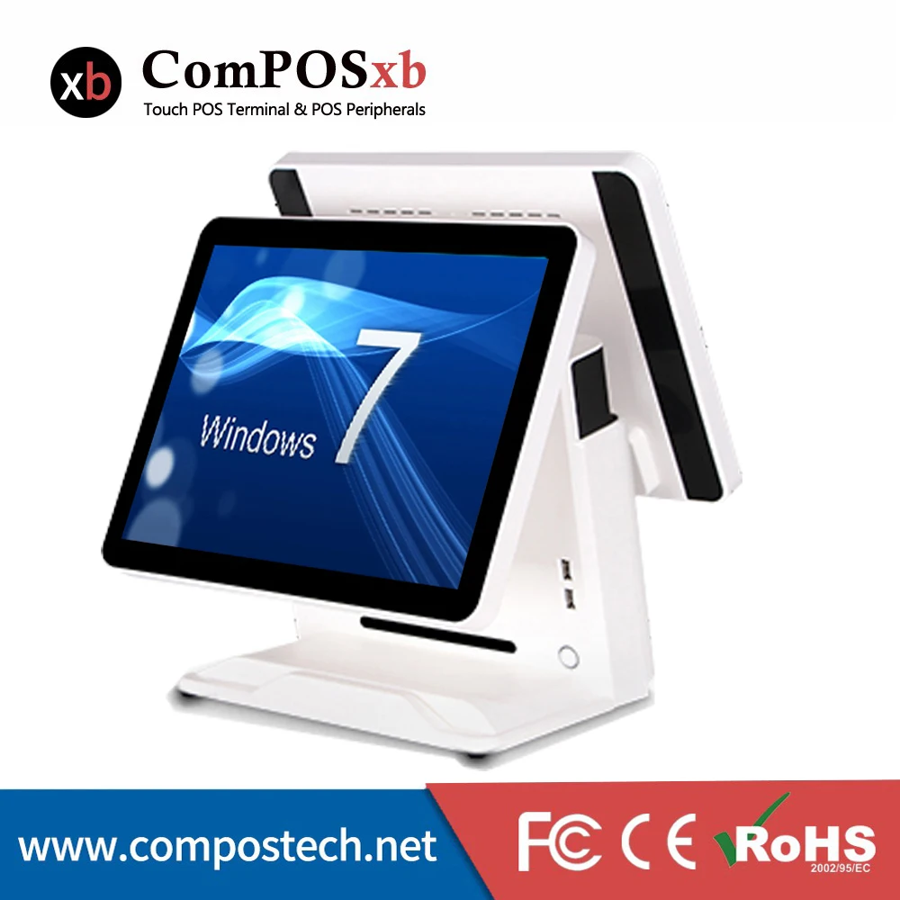 Electronic Cash Register POS Machine With Dual Screen 15 LCD Monitor For POS All In One