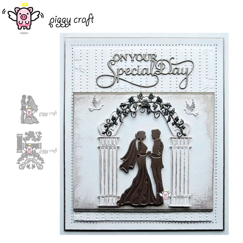 Piggy Craft metal cutting dies cut die mold Bride and groom lovers Scrapbook paper craft knife mould blade punch stencils dies
