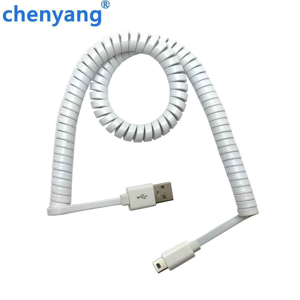 Пружинный спиральный USB 2 0 штекер к мини 5 Pin синхронизация данных зарядное