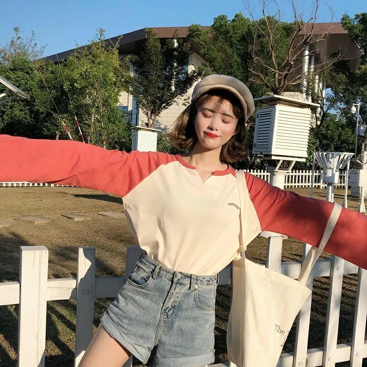 YouGeMan Fashion Woman T Shirt Autumn Clothing Korean Ulzzang Harajuku Letters Long Sleeve T-shirt Female Tshirt Tops
