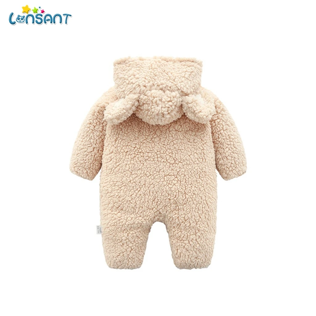LONSANT Baby Rompers Hooded Long Sleeve Zipper Printed Dos Desenhos Animados Menina Infantil Children'S Winter Rompers N30