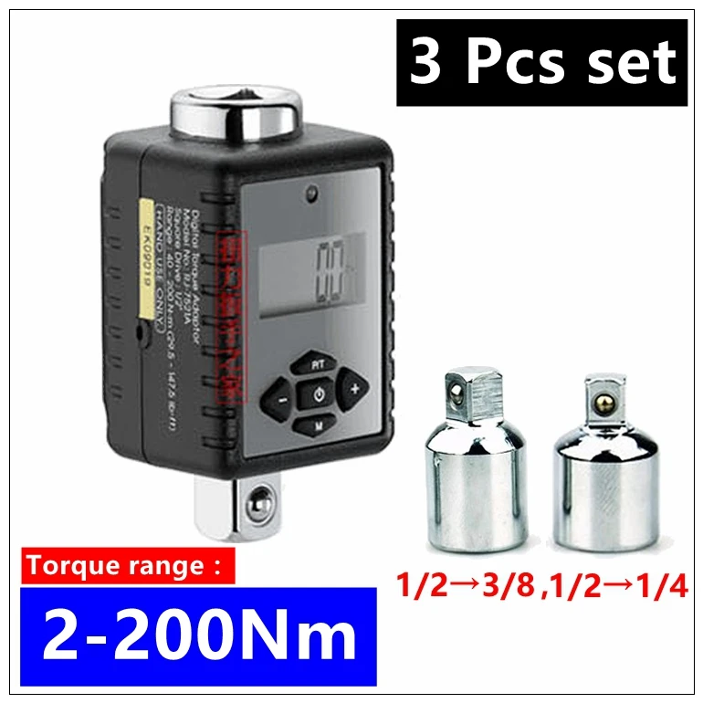 3PCS set 2-200Nm Цифровой Динамометрический ключ профессиональный электронный динамометрический ключ для ремонта велосипеда автомобиля - Цвет: 3PCS set 2-200Nm