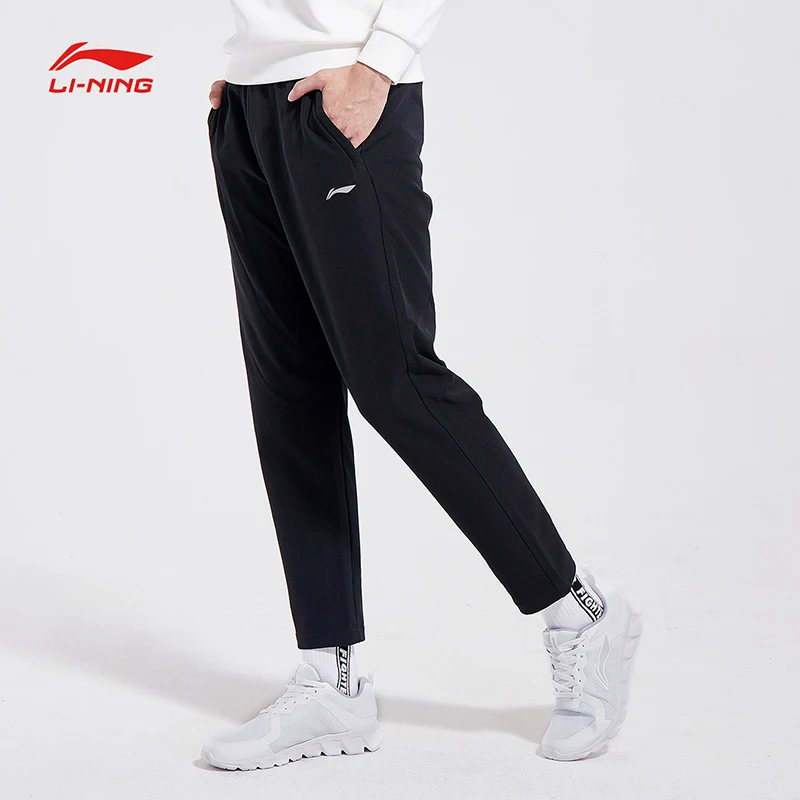 Li Ning мужские тренировочные брюки из теплого флиса с 3D облегающей подкладкой
