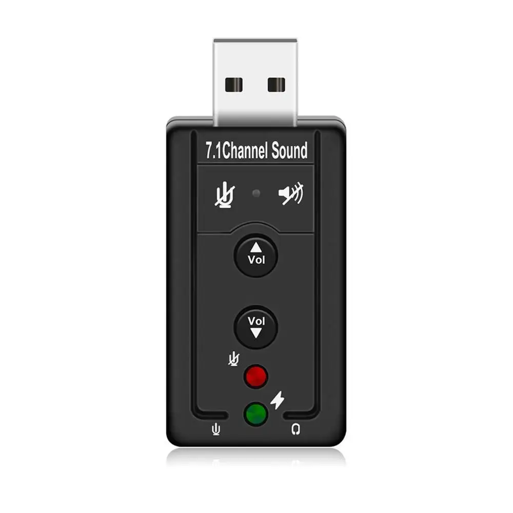 Black USB концентраторы USB 2,0 внешняя звуковая карта 7.1CH аудио мини адаптер кнопка управления 3,5 мм наушники интерфейс микрофона компьютерные компоненты - Цвет: Black