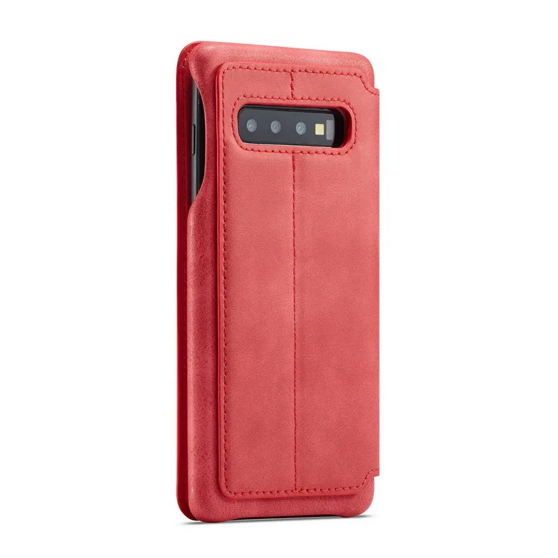 Чехол для телефона для samsung Galaxy S9 S8 Plus, Ретро Флип, настоящий кожаный чехол-кошелек, чехол для samsung S7 Edge Note 8 S10 Plus S10e - Цвет: Red