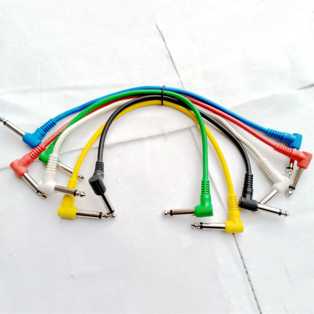 6 шт./компл. красочная гитара Патч кабели угловой для блок эффектов гитары