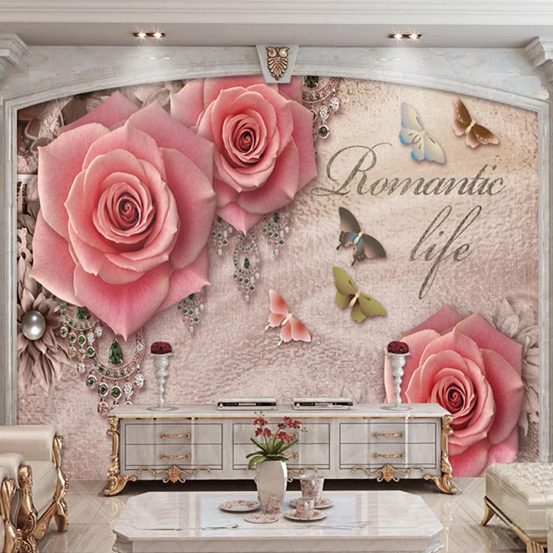 3D стереоскопический фон в стиле ретро с изображением бабочки розы алмазов