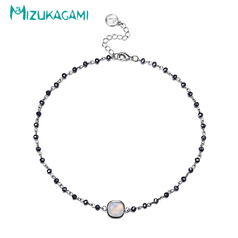 Модный Черный Кулон Жемчужный материал длинная Геометрическая цепочка ожерелье