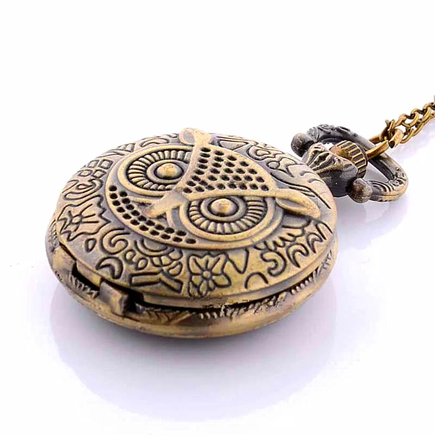 Старинные карманные часы сова кулон кварцевые цепочка ожерелье свадебный