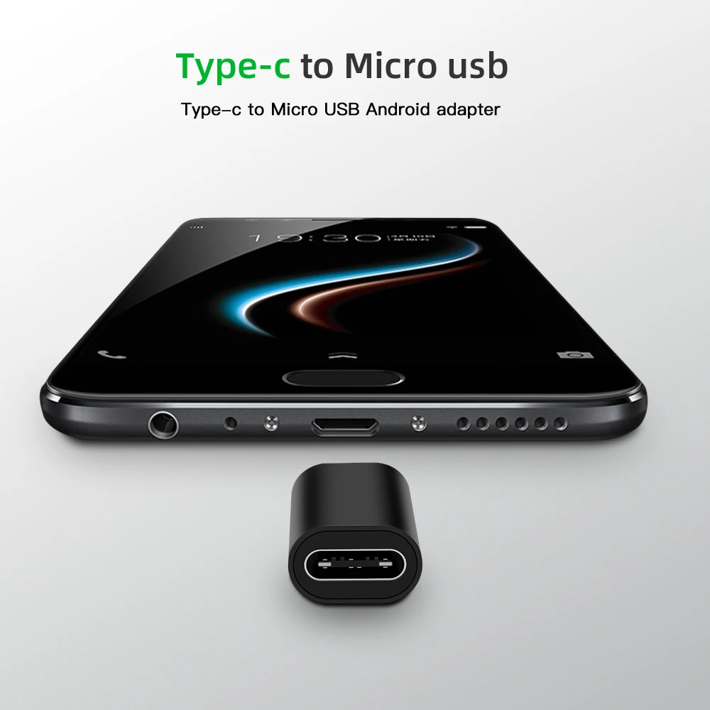 Переходник с Type C на Micro USB цвет черный серебристый для телефонов и