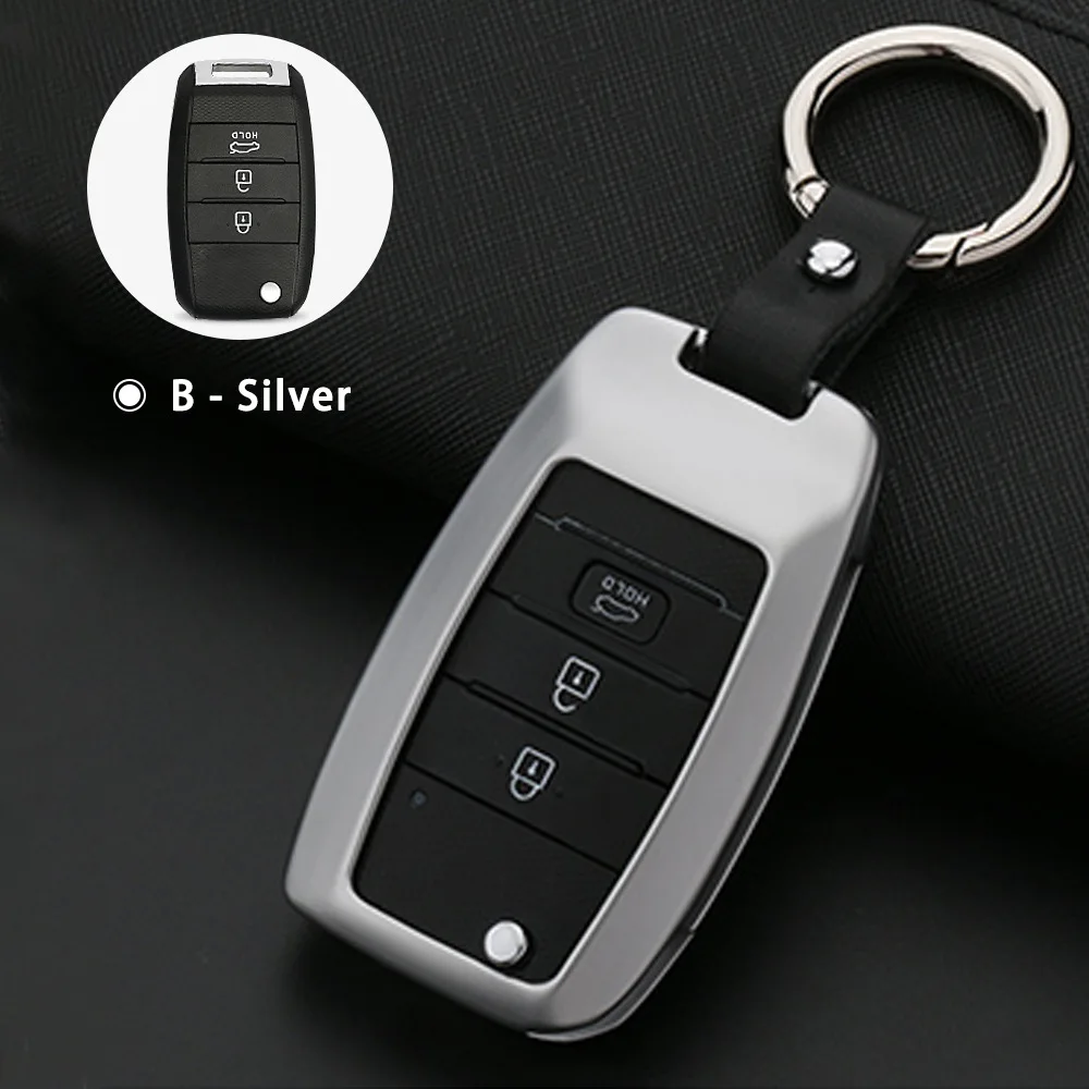 Style B Silver Кожаный чехол для ключей автомобиля для Kia Rio X-Line Sportage Rio Sorento Cerato Ceed Soul Ceed Rio 3 Rio 4 K3 K4 K5 KX5 KX7 аксессуары - Название цвета: Style B Silver