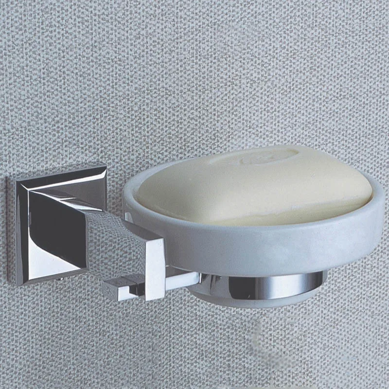 Soap Dish Аксессуары для ванной комнаты хромированный одиночный держатель для полотенец держатель для туалетной бумаги держатель для душа мыльница щетка насоса держатель стеклянная полка - Цвет: Soap Dish
