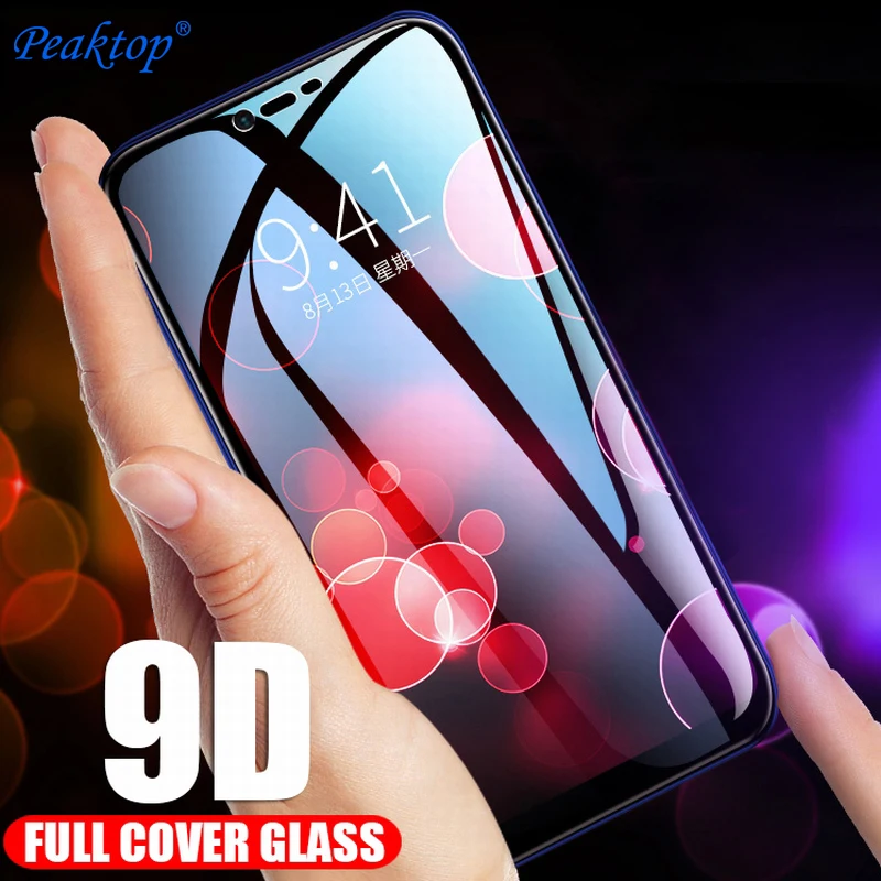 

2pcs 9D Edge Protective Glass for OPPO A7 A5 A3S A3 Glass on oppo AX7 AX5 C1 Realme U1 Screen Protector oppoA5 oppoA3S Film