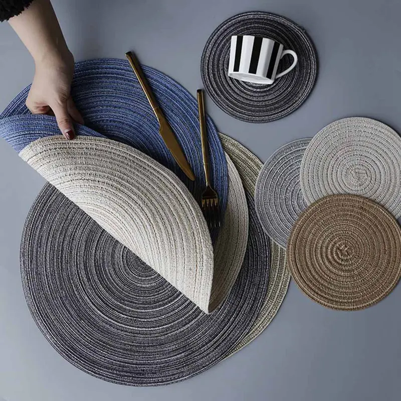 18cm Round Design Table Ramie Insulation Pad Solid Placemats Linen Non Slip Mat Kitchen Accessories | Дом и сад