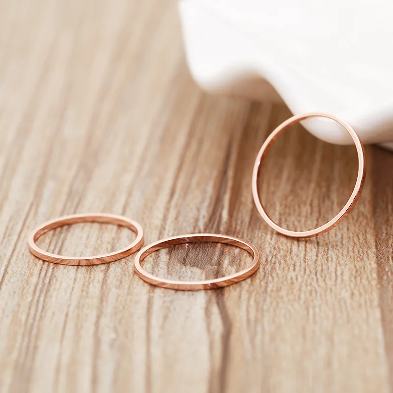 2018 корейские Простые Кольца гладкие глянцевые розовое золото & серебро цветное