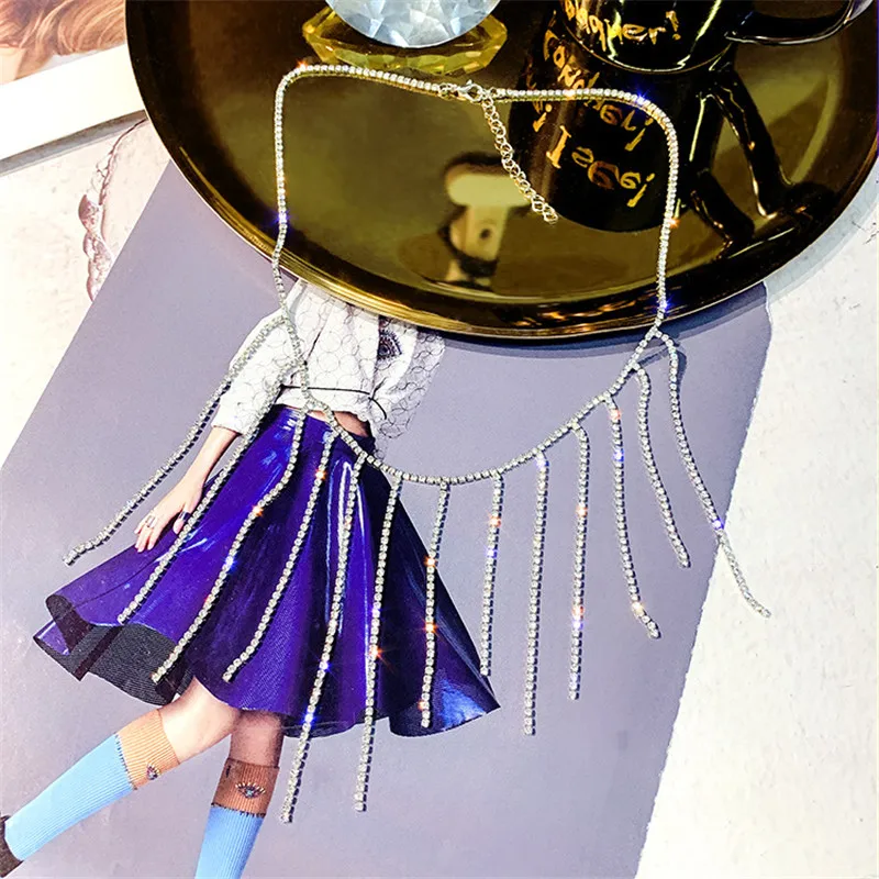 FYUAN Мода Полный Стразы колье ожерелья для женщин Bijoux длинные кисточки Кристаллы подвески массивные Ювелирные изделия Подарки