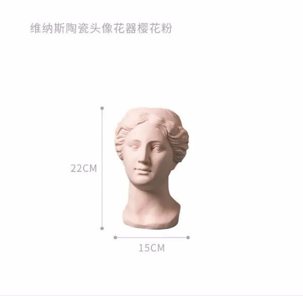 Nordic Architectural Decoration Style Ceramic Vase Ceramic Vase Venus Head Artificial Flower Decoration Interior Decoration - Цвет: 1