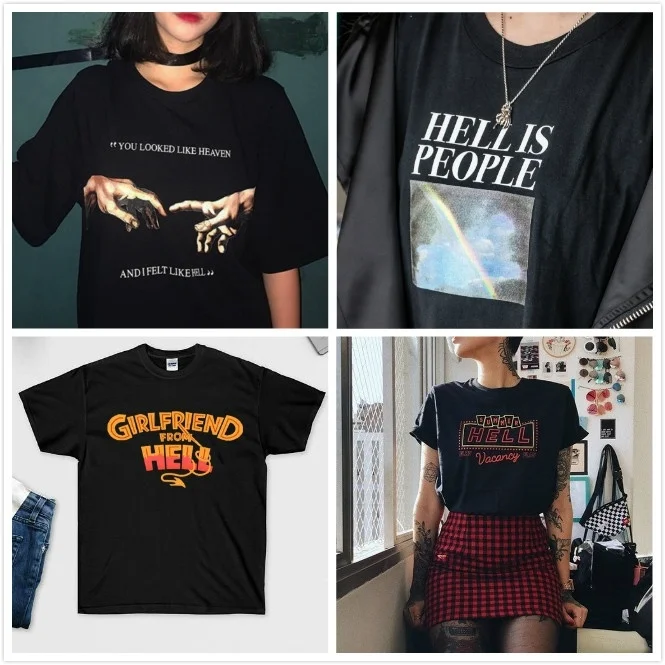 HAHAYULE-JBH унисекс Для мужчин женщин Tumblr футболка с рисунком на тему гранж ад людей