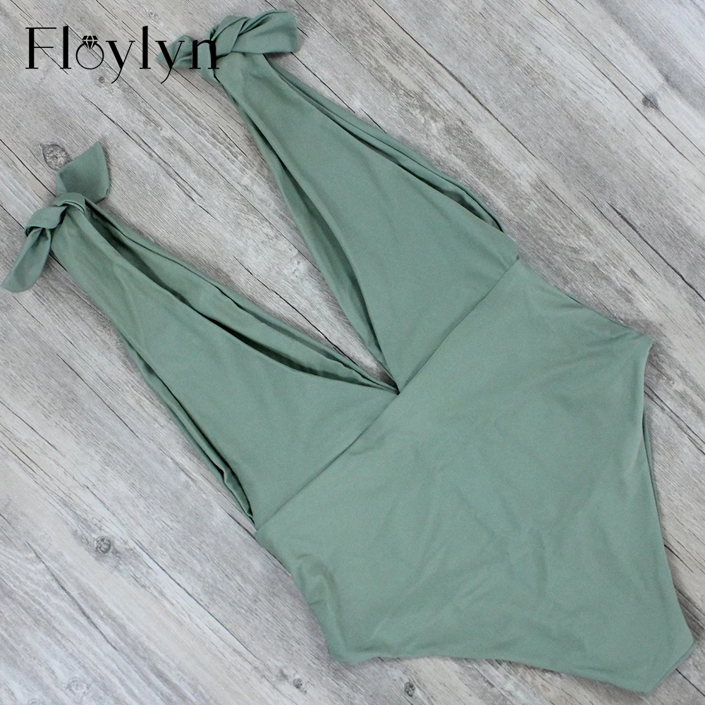 Слитный купальник Floylyn с глубоким вырезом купальник-монокини чашками пуш-ап
