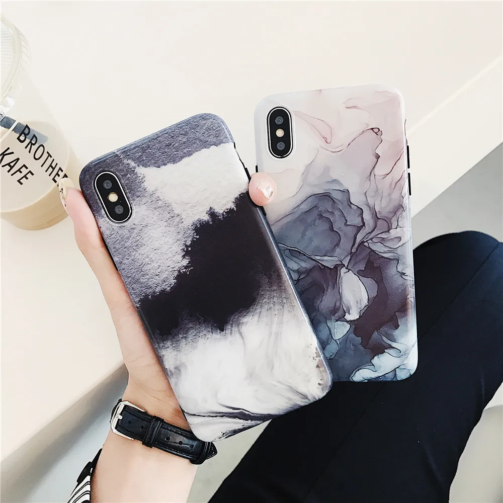 Nordic Style Retro 3D Ink Painting Phone Case For Apple iPhone X XS MAX XR 6 6s 7 8 Plus Fashion Matte Soft Silicone Capinha Hot |