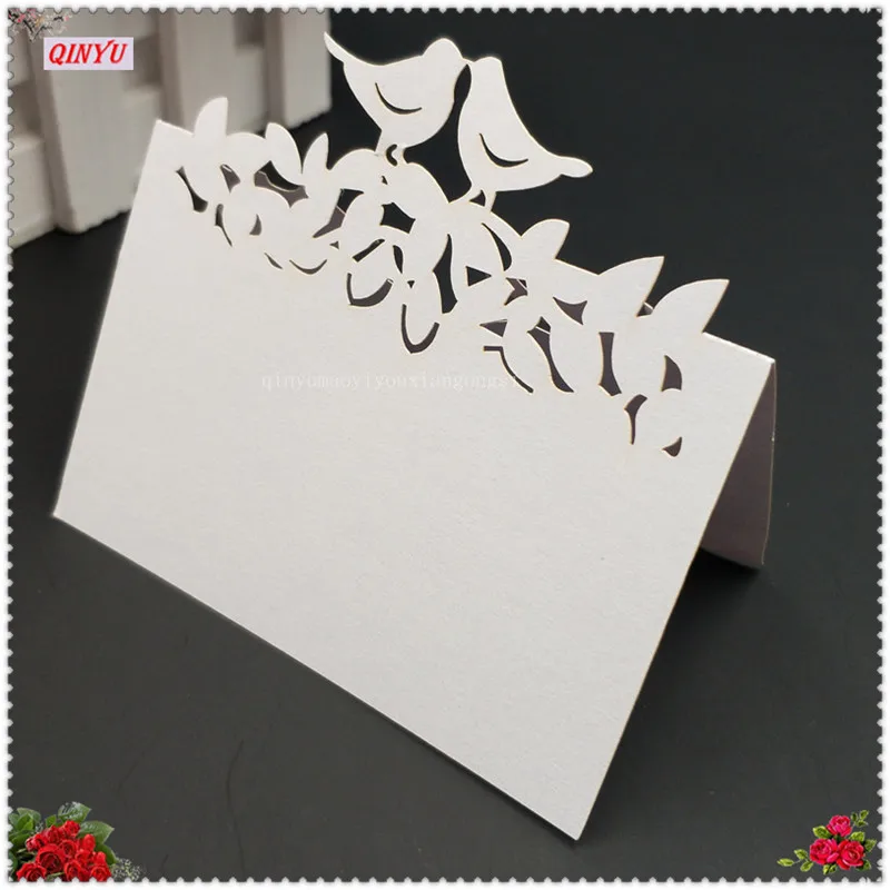 100 шт. лазерная резка форма птицы имя карты Свадебная вечеринка украшение