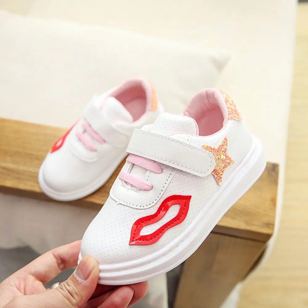 2018 Toddler Baby Glittler Shoe Girl Star White Sneaker Antislip Soft Bottom Kids Casual Flat | Детская одежда и обувь