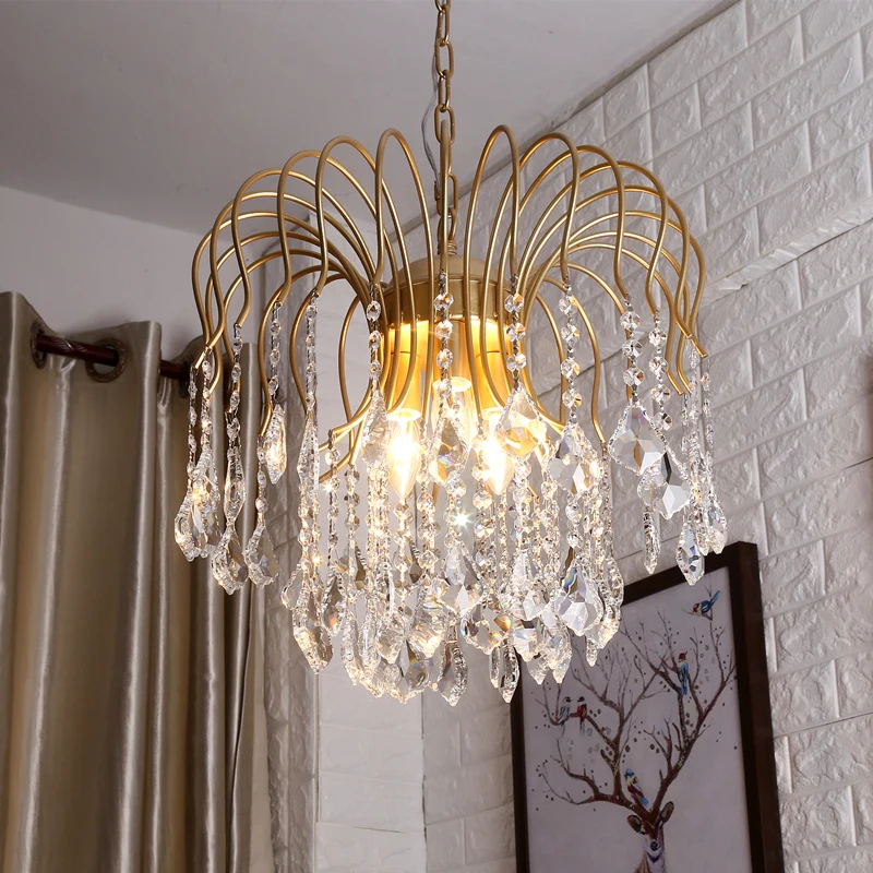 Goede Amerikaanse Landelijke Retro Kristallen Kroonluchter Licht Mode Woonkamer Slaapkamer Restaurant Gangpad Eenvoudige Lampen En Lantaarns