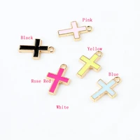 alloy metal drop oil simple cross charms pendant for diy colorful handmade dangle for earring necklace bracelet jewelry making