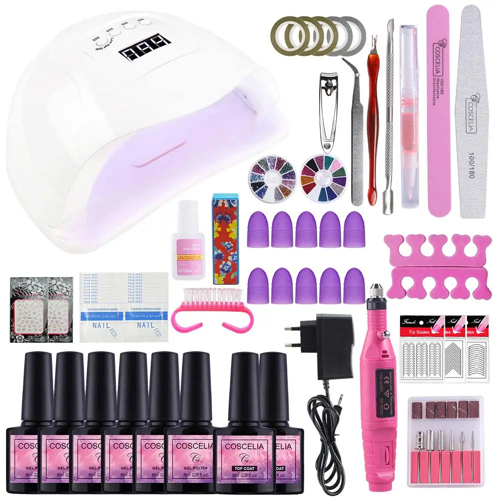 Choose 6 Colors 54 Вт Ультрафиолетовая лампа для маникюра сушильная машина Nail Art Набор инструментов для ногтей Лаки Гель-лак 6/10/12 шт УФ-гель для ногтей лак для верхнего и базового покрытия, Лаки Semi перманентность - Цвет: Choose 6 Colors