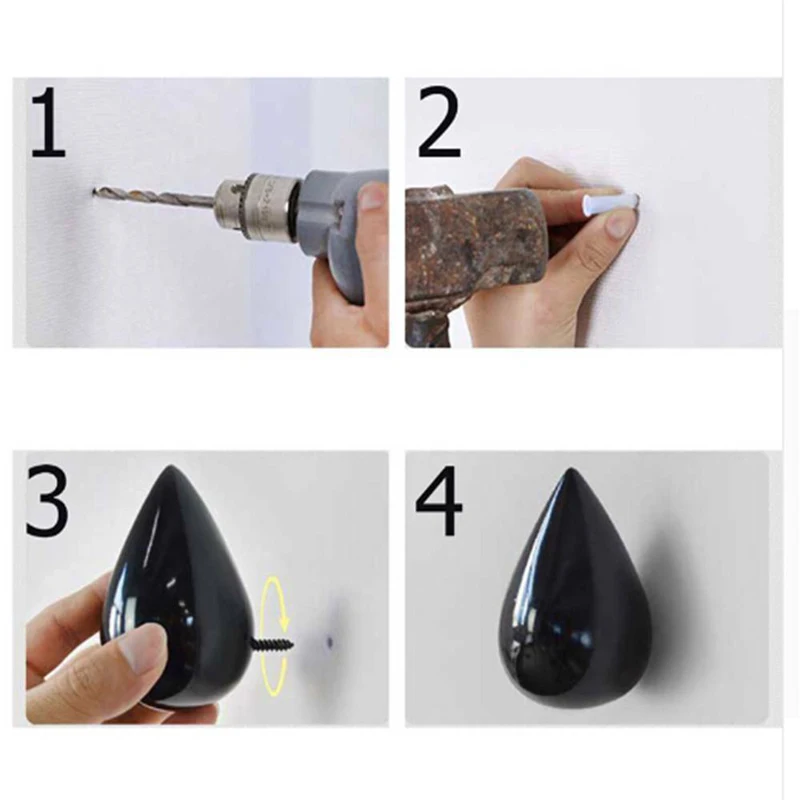 1 шт. деревянная настенная вешалка в форме капли воды крючок для двери Задняя