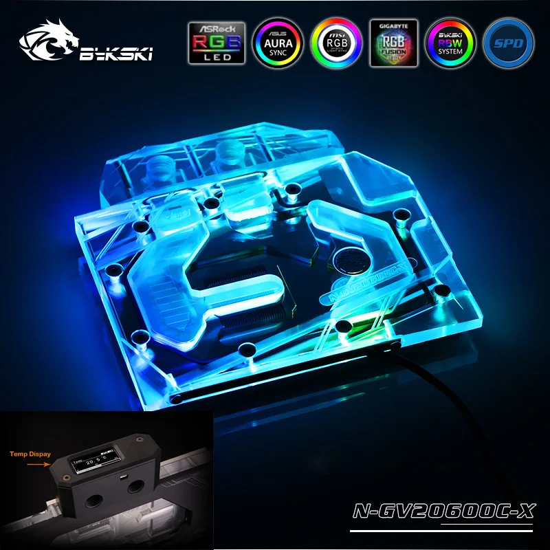 Bykski N GV2060OC X VGA полное покрытие блок водяного охлаждения с RGB/RBW светом для Gigabyte GeForce