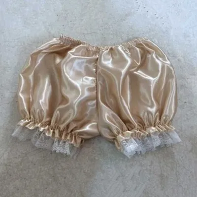light gold kahaki Kawaii Лолита Мори девушка лоскутное кружево крючком подол эластичный пояс атлас шелк короткие шелковистые для сна, низ домашний спортивный костюм Pantalon - Цвет: light gold kahaki