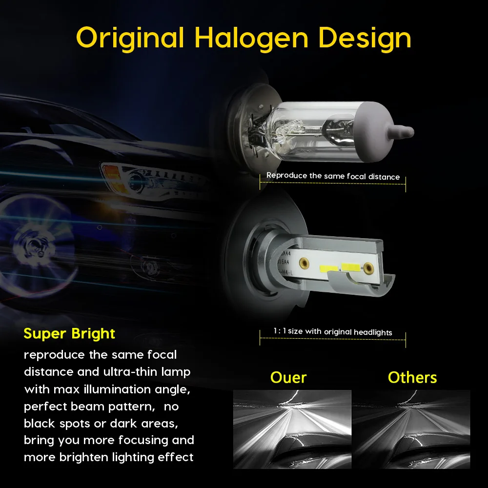 Zdatt 2 шт. H7 светодиодный Headllights H4 светодиодный лампы H1 H11 HB3 9005 9006 супер яркий свет сигнальная лампа 100W 10000LM 6000 К Противотуманные фары 12 V/24 V Авто
