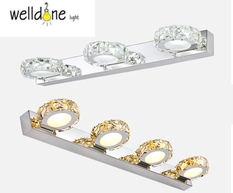 Modern6W 9W led indoor wall light in bathroom Square Crystal Sconce Lamp Waterproof AC110V/220V bathroom mirror crystal lamp